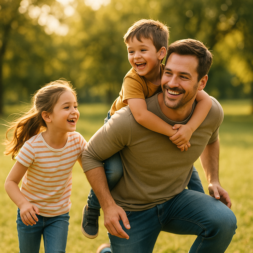 Father with kids